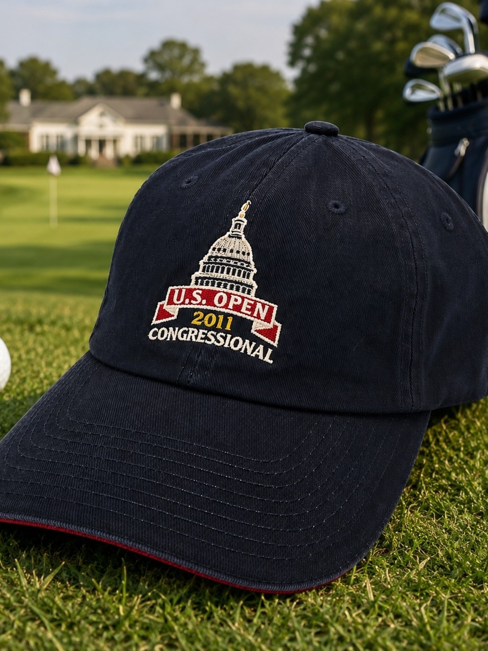U.S. Open 2011 Congressional Baseball Hat - Navy with Red & Gold Embroidery